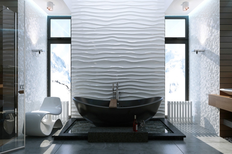 Idee-salle-de-bain-baignoire-poser-ovale-revetement-mural-3D
