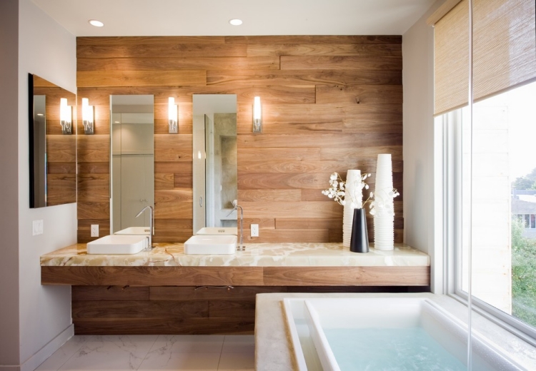 Idee-salle-de-bain-tedances-2015-baignoire-rectangulaire-revetement-mural-bois