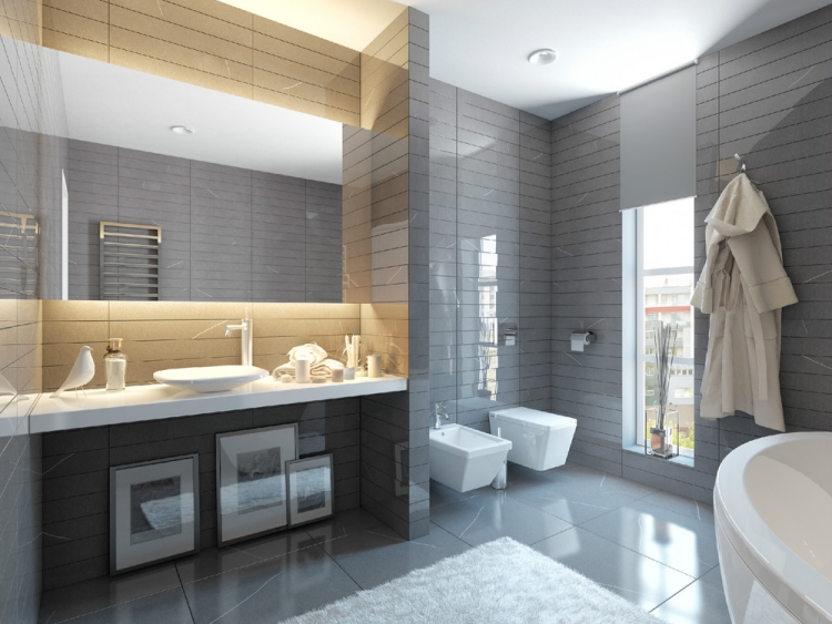 Idee-salle-de-bains-carrelage-grise-miroir-rectangulaire