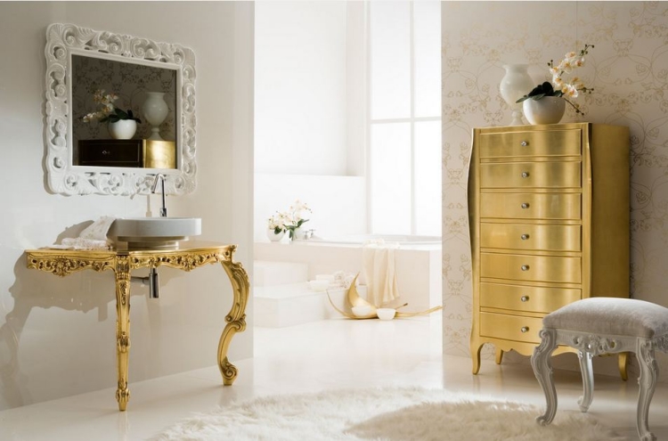 ameublement baroque décoration blanc-or-salle-bains