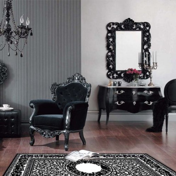 ameublement-baroque-lustre-fauteuil-miroir-coiffeuse-noir