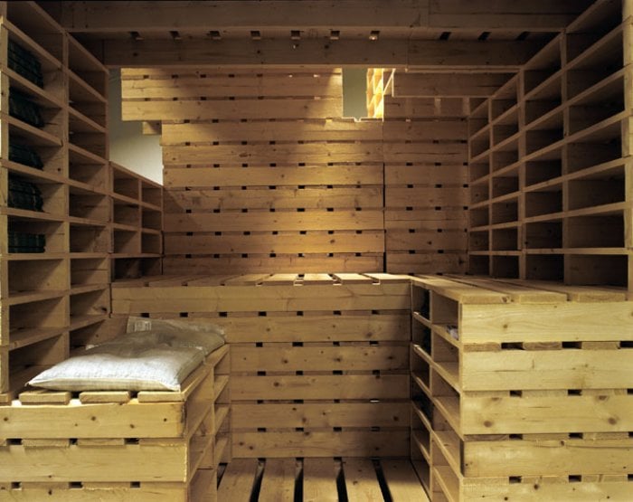 aménagement-sauna-lambris-meuble-palettes-bois