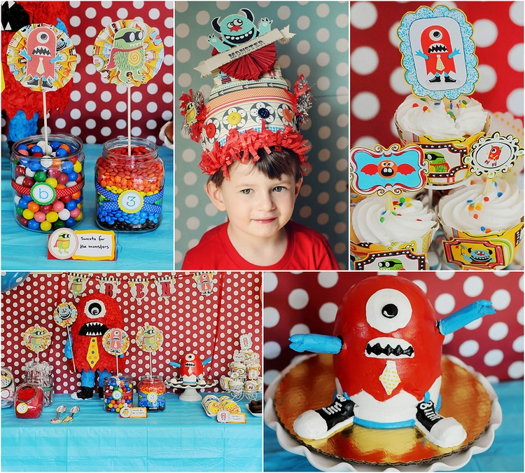 anniversaire enfant idées décoration-thème-monstres-sympas