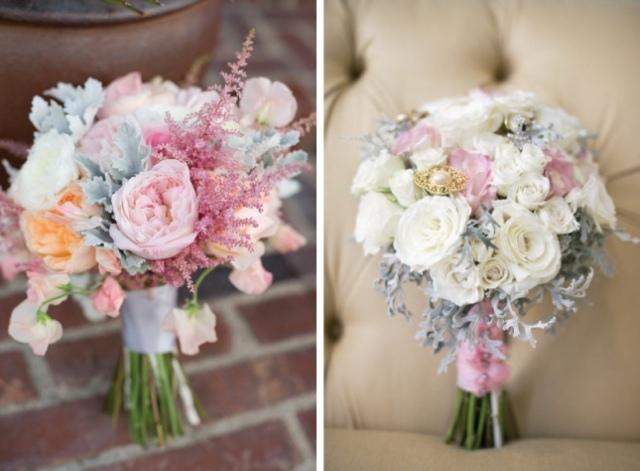 bouquet-mariée-vintage-blanc-rose-feuilles-grises-cinéraire