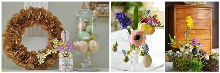 bricolage-decoration-printemps-coquilles-œufs-couronne-arrangements-fleurs
