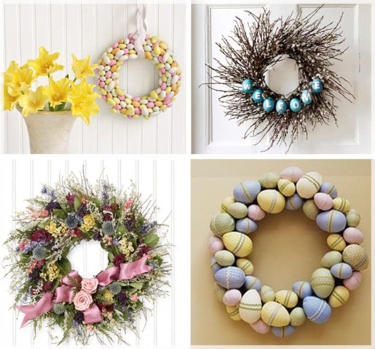 bricolage-decoration-printemps-coquilles-œufs-couronnes-porte