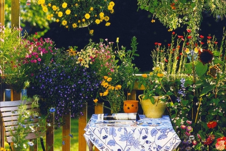 brise-vue-balcon-pots-suspendus-fleurs-deco-coin-repas