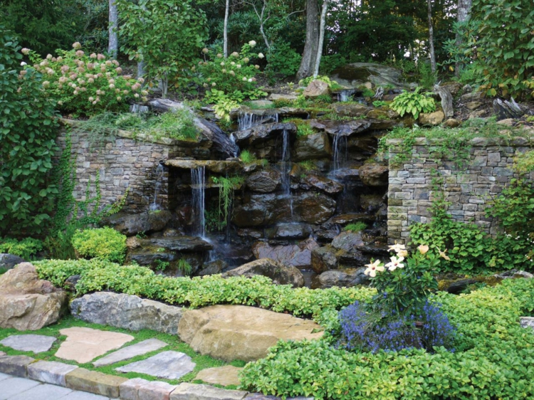 cascade bassin de jardin rochers-murette-pierres