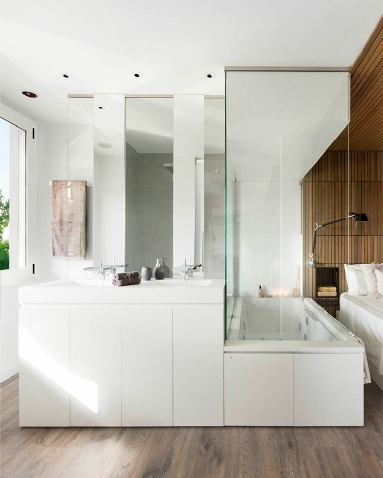 chambre-coucher-design-bain-paroi-verre-salle-bains chambre à coucher design