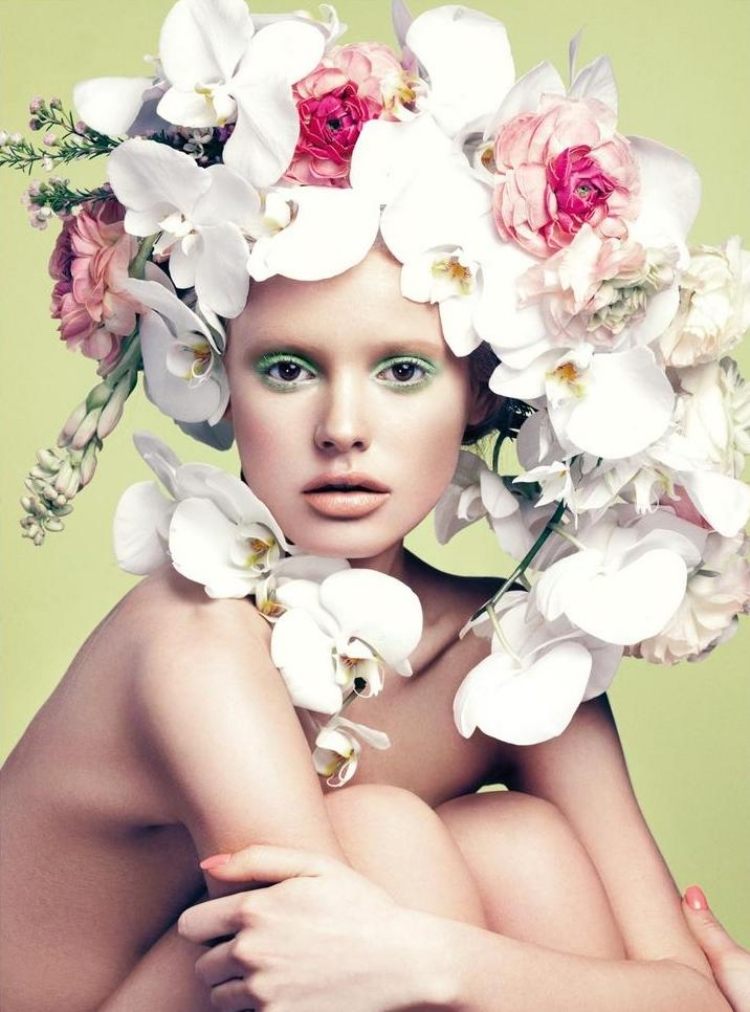 comment se maquiller yeux-printemps-vert-orchidées-blanches