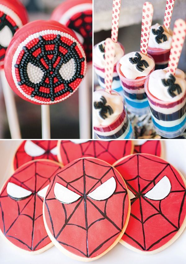 deco-anniversaire-enfant-thematique-Spiderman-biscuits-crème