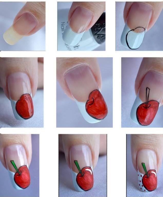 decoration-ongles-etape-par-etape-French-manicure-cerise