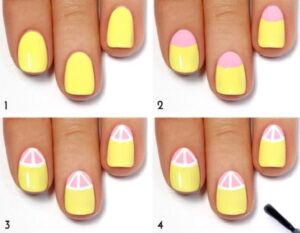 decoration-ongles-etape-par-etape-jaune-rose