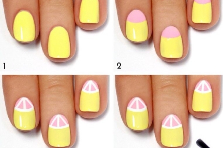 decoration-ongles-etape-par-etape-jaune-rose