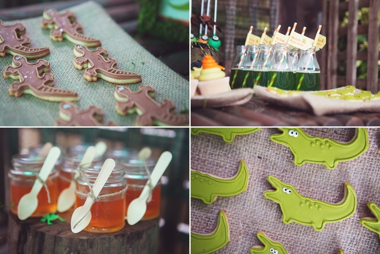 déco-anniversaire-enfant-thème-jungle-biscuits-crocodiles