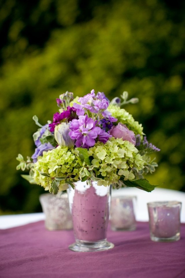 décoration-table-mariage-bouquet-hortensias-fleurs-lilas