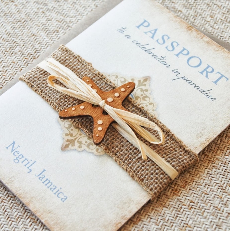 faire-part mariage original passeport-vintage-etoile-mer-bois-ruban