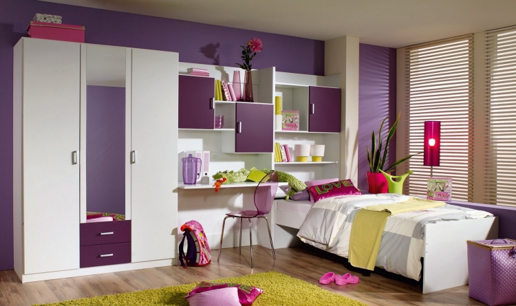 idee-chambre-fille-armoire-rangement-chaise