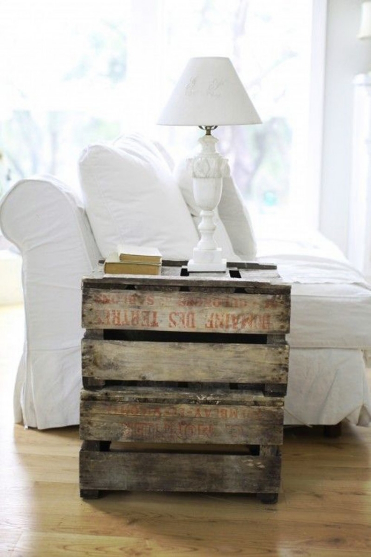 meuble en palettes bois-table-appoint-style-vintage