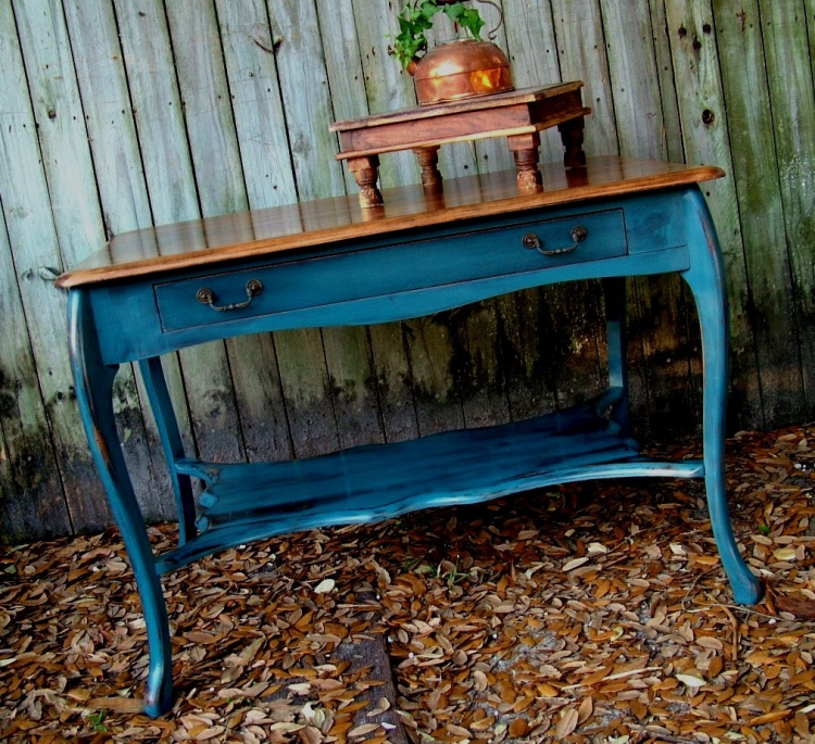 meubles-vintage-console-bleue-usure-authentique