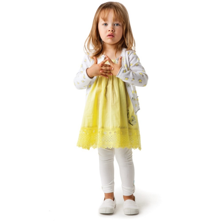 mode-enfant-petite-fille-Catimini-2015-robe-jaune-dentelle-legging-chandail