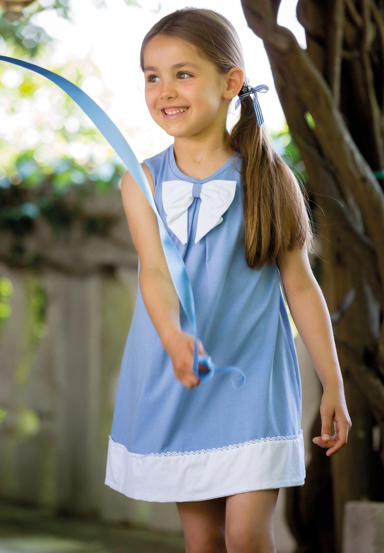 mode-enfant-petite-fille-malvi-co-robe-bleu-ruban-blanc mode enfant