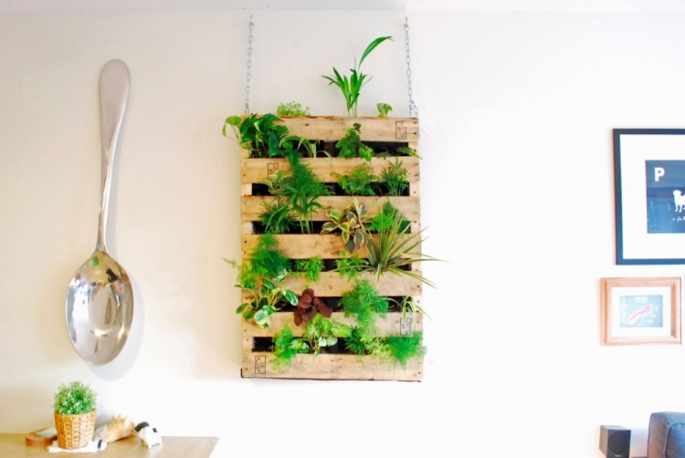 mur végétal maison-interieur-materiaux-bois-plantes