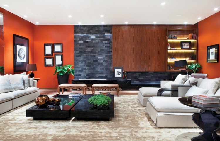 palette de couleur salon-murs-orange-mur-plaquettes-ardoise