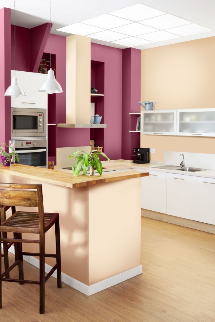 peinture-murale-couleur-rose-fuschia-cuisine