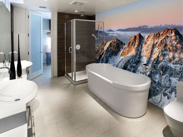 revêtement mural salle de bains -poster-mural-montagnes