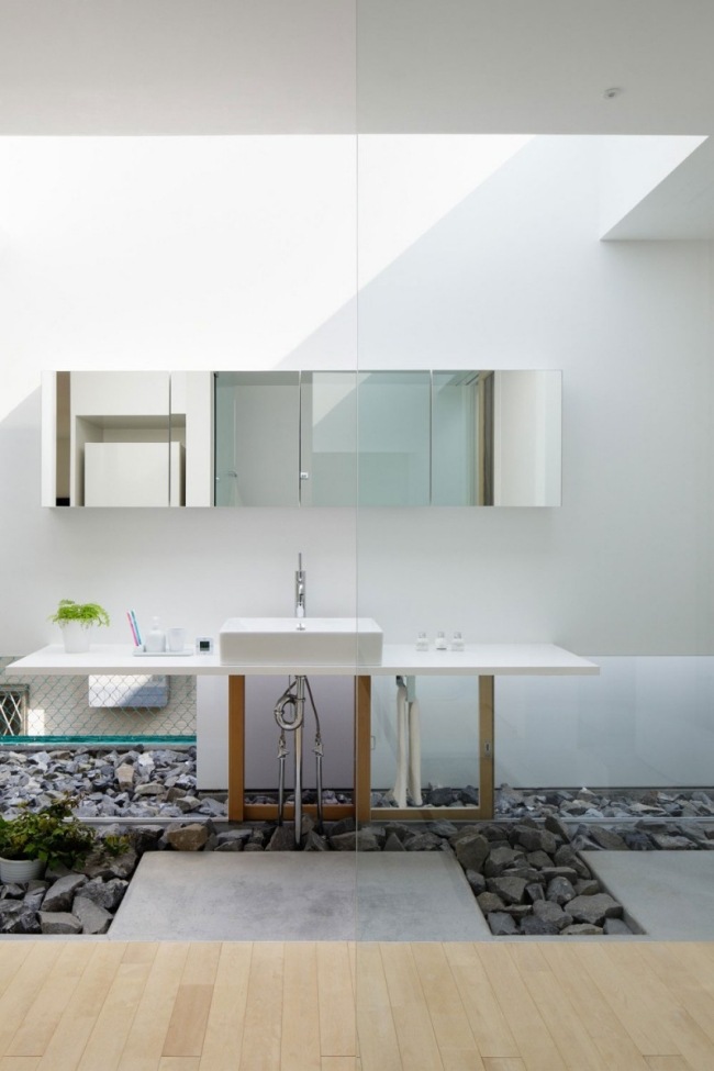salle-bain-moderne-blanc-décoration-pierres-grises