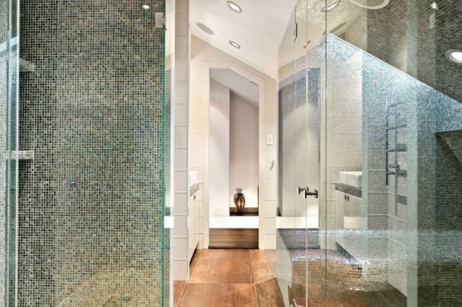 salle de bain moderne paroi-porte-douche-verre-mosaique