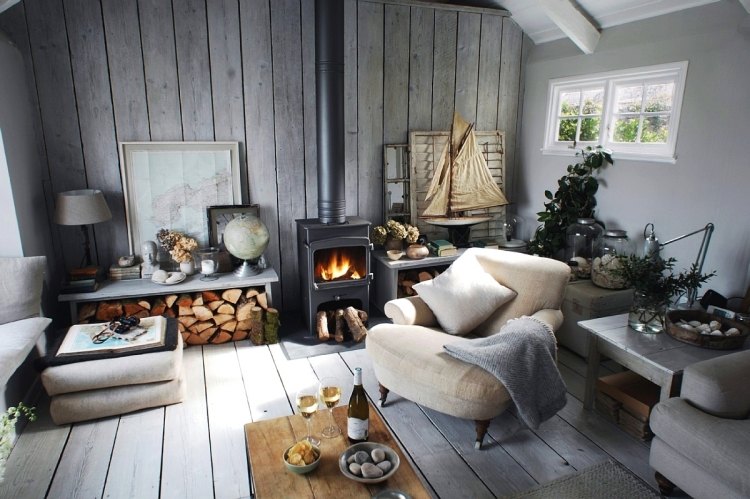 Salon contemporain de style rustique en 55 idées fascinantes Désign Rustique cheminée