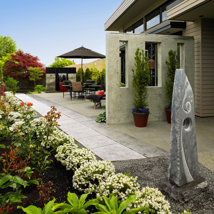 sculpture contemporaine pierre-design-abstrait-jardin