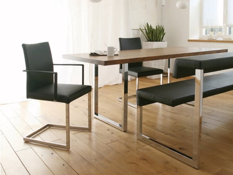 table-bois-massif-VEGAS-KFF-pieds-metaliques-banc-chaises table bois massif