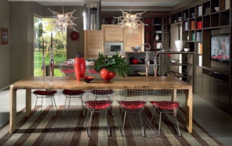 table-salle-manger-bois-massif-Evita-Ottocento-chaises-métalliques