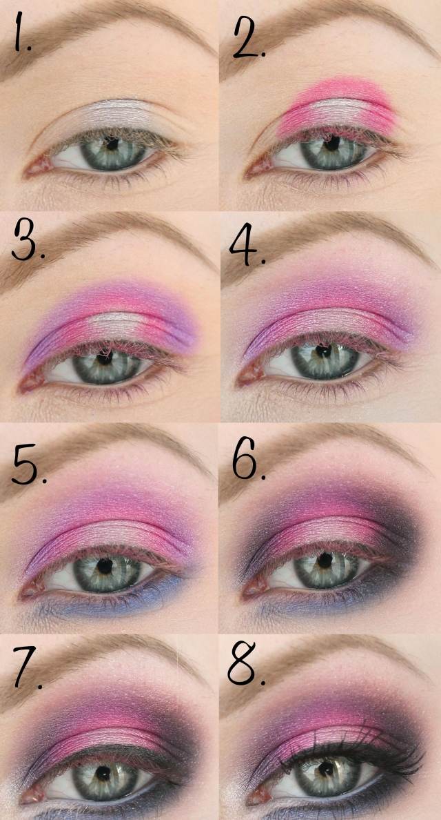 tuto-maquillage-yeux-fard-paupières-rose-lilas-mascara tuto maquillage yeux