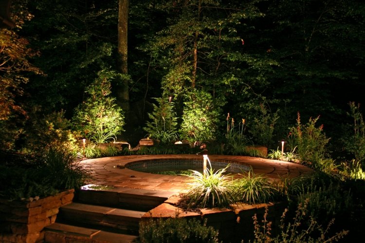 éclairage extérieur spots-LED-plantes-bassin
