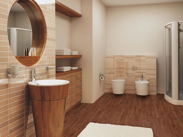 Carrelage salle de bain imitation bois – 32 idées modernes Carrelage imitation parquet brun clair
