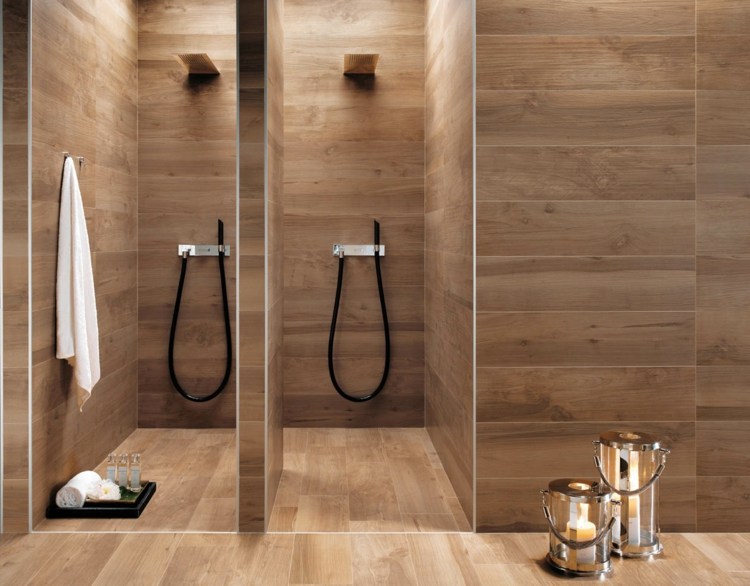 Carrelage salle de bain imitation bois – 32 idées modernes Carrelage imitation parquet brun clair