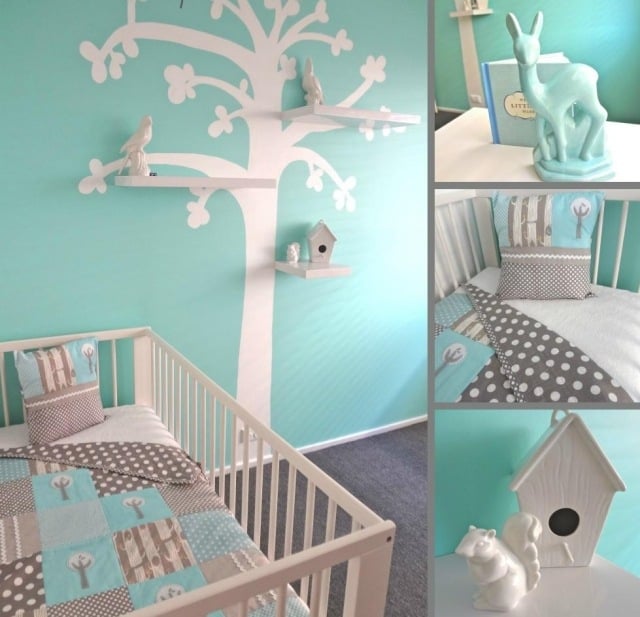 chambre de bébé deco-murale-arbre-lit-linge