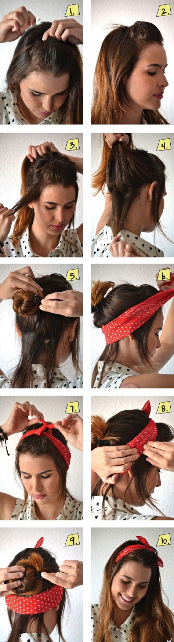 coiffure-bandeau-cheveux-tuto-bandana-rouge-pois-blancs2