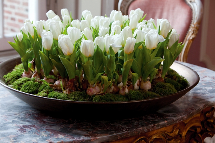 composition-florale-printanière-tulipes-blanches-table-manger