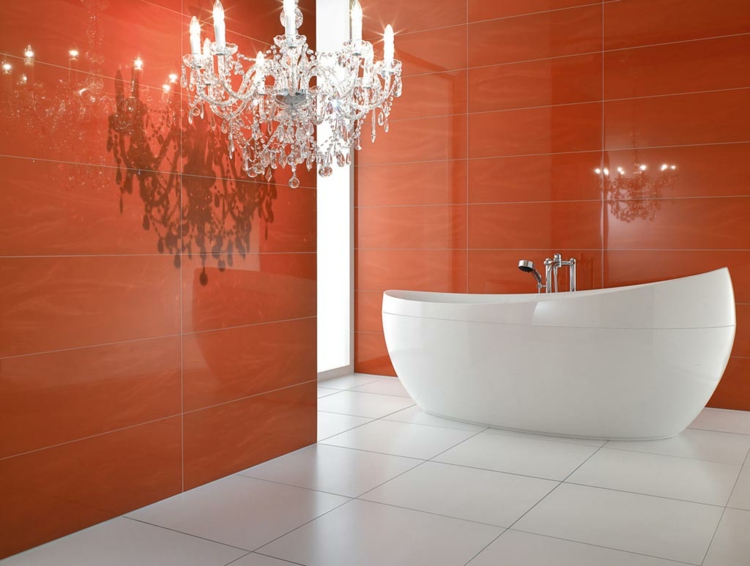 couleur-salle-bain-carrelage-mural-orange-lustre-cristal