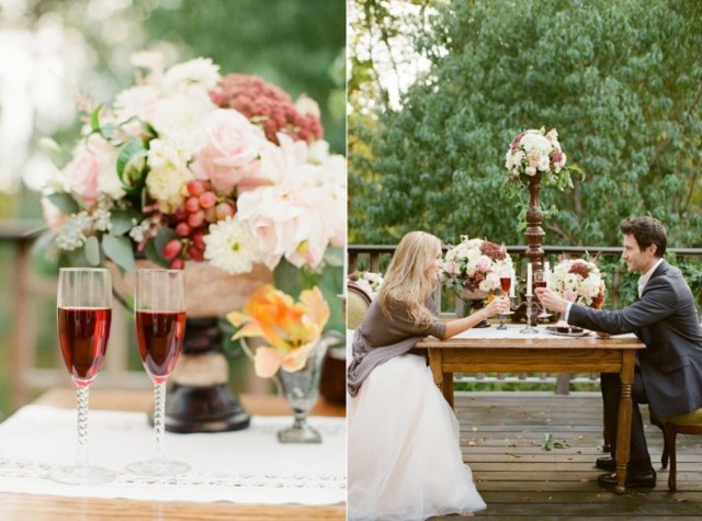 deco-mariage-table-bouquets-roses-chrysanthème-baies