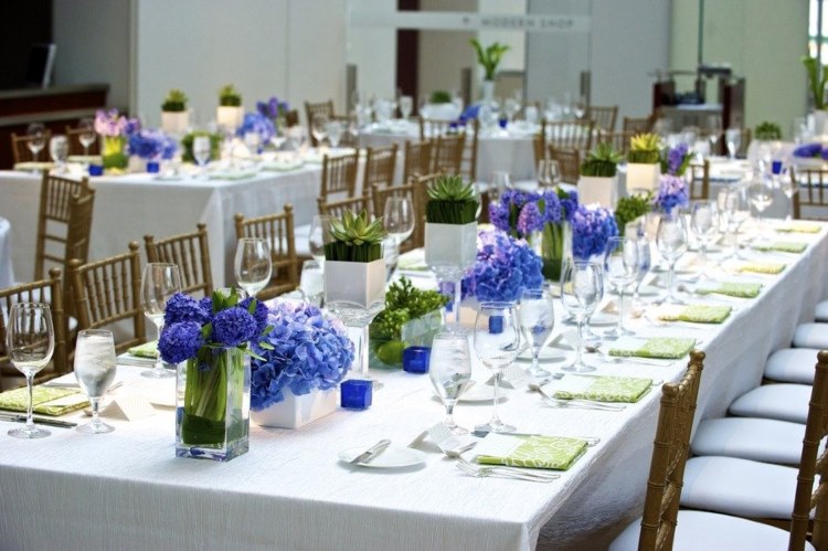 deco-mariage-table-centre-table-hortensias-succulentes déco de mariage