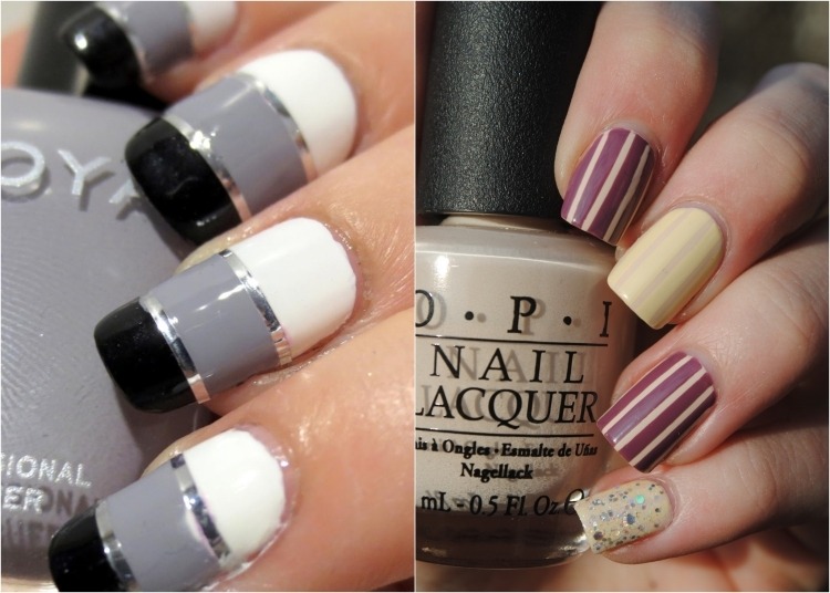 deco-ongles-bande-de-striping-tape-rayures-beige-noirs