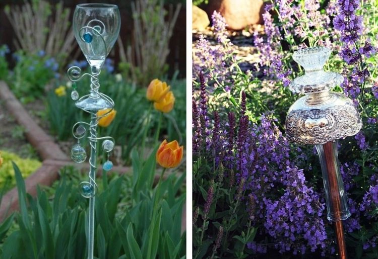 décoration de jardin fleurs-DIY-metal-verre