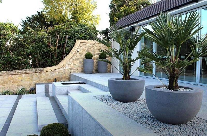 decoration-jardin-jardinières-forme-ovale-béton-modernes
