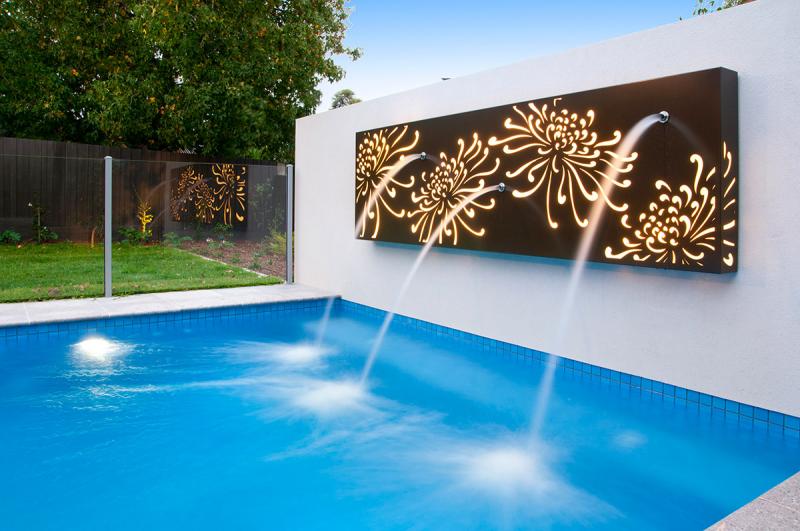 decoration-jardin-panneau-mural-acier-corten-led-fontaine décoration jardin